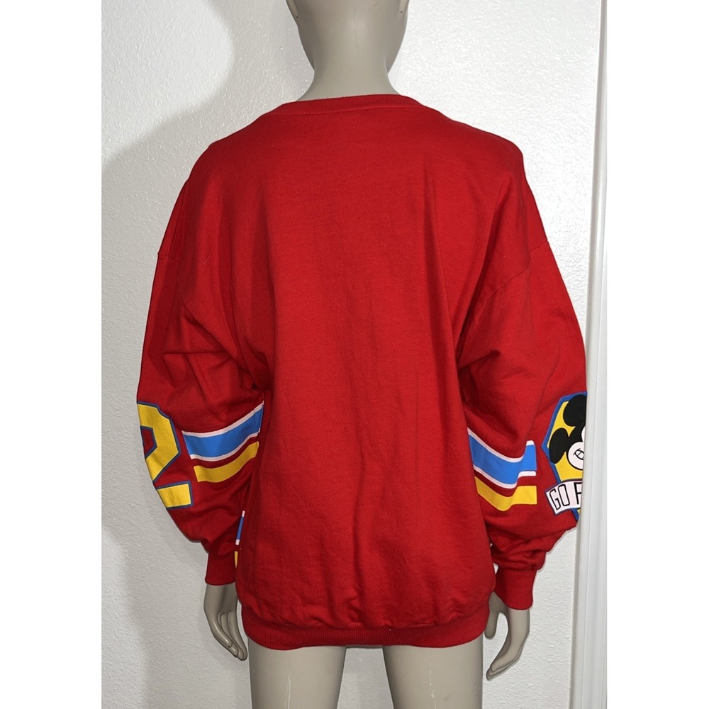RARE 90s Mickey & Co. By JG HOOK Mickey Mouse Red Sweatshirt Jersey #42 Sz Med - Picture 3 of 16
